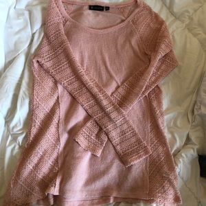 Pink Long sleeve see through top